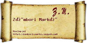 Zámbori Markó névjegykártya